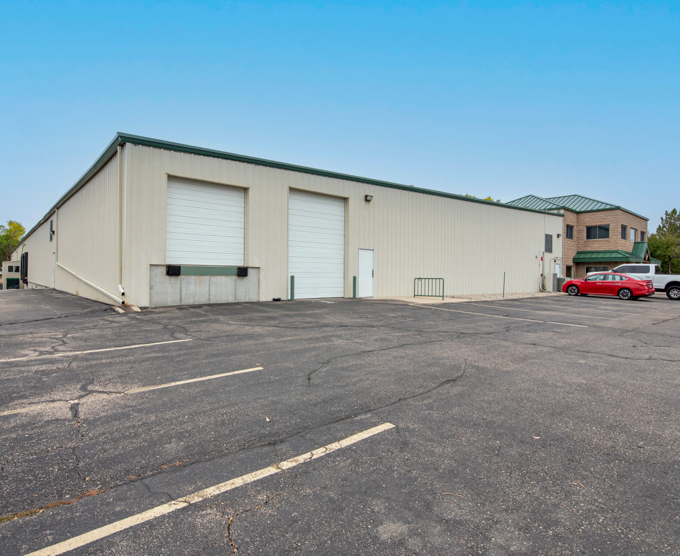 The back lot and loading docks at 5443 Earhart Road in Loveland, CO.