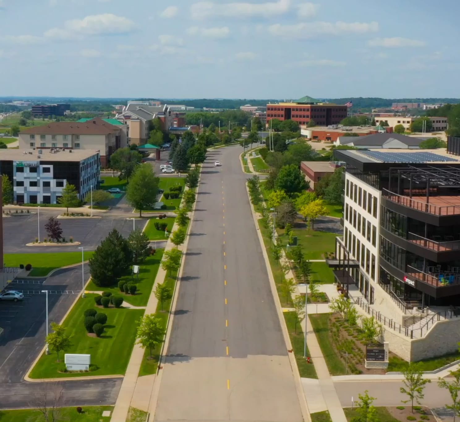 Reel of drone footage featuring Investors Associated properties.