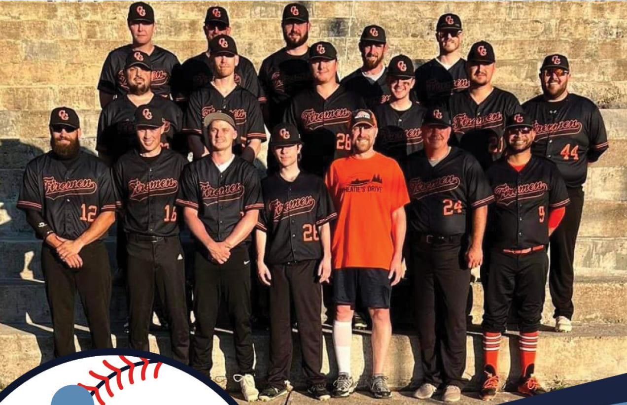 Members of the Investors Associated team on a baseball team