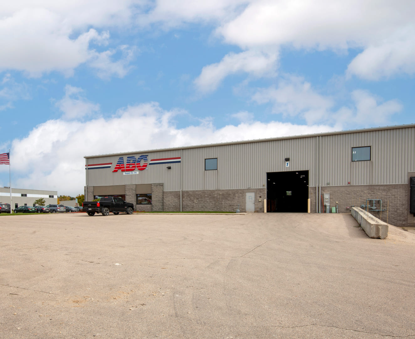 The parking lot and loading docks of N174 W21221 Alcan Drive in Jackson, WI.