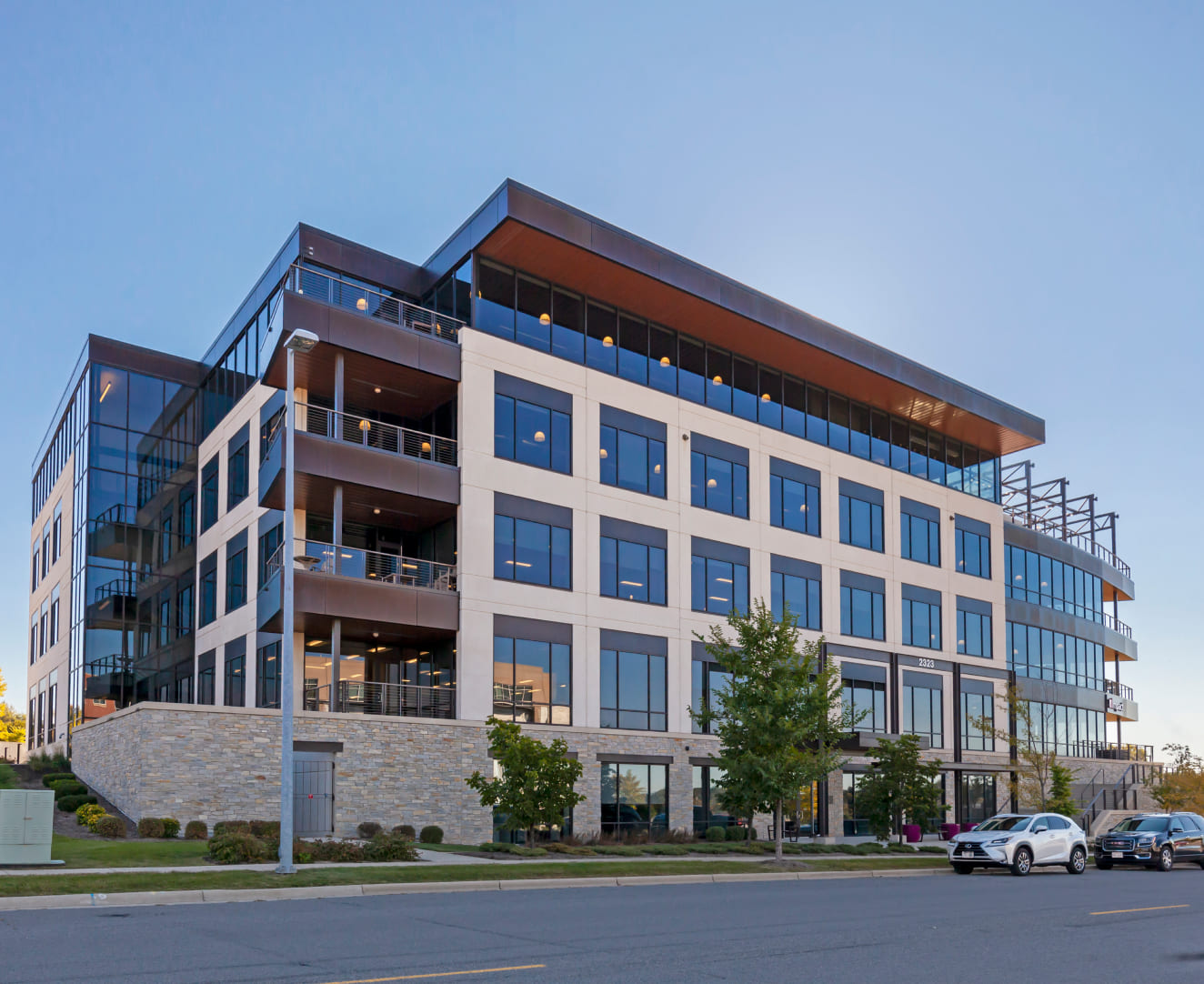 The streetview of the office building at 2323 Crossroads Drive in Madison, WI.