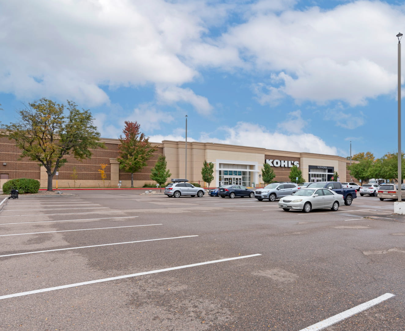 The exterior of the Kohl's at 813-831 Harmony Road in Fort Collins, CO.