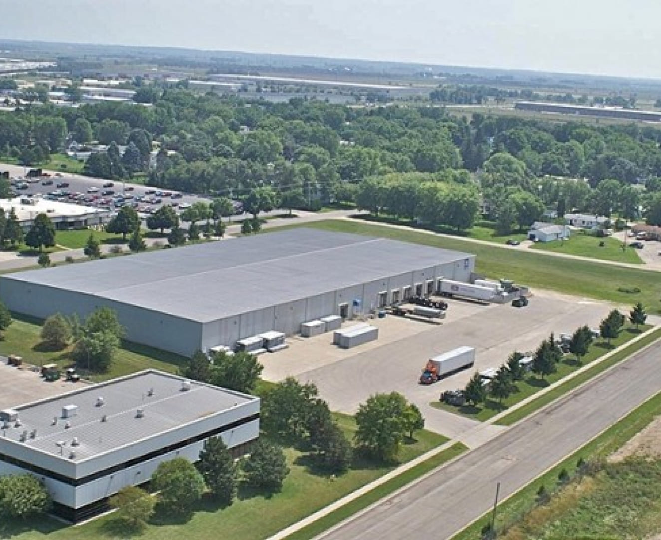 An aerial view of the warehouse at 1855 S. Jackson Street in Janesville, WI.