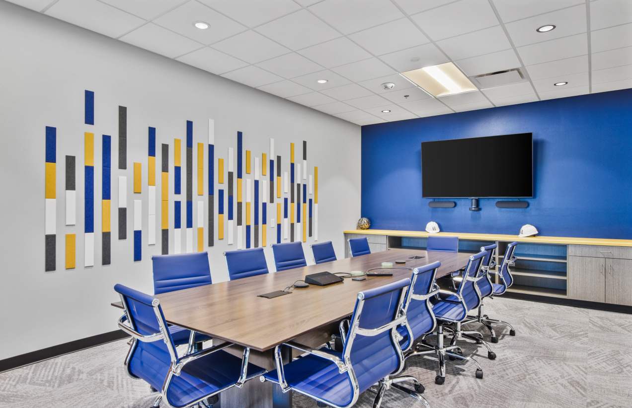 Meeting room for an office with a blue theme